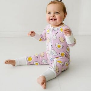 LITTLE SLEEPIES Girls Bamboo Breakfast Zip Up Convertible Foot Hands Pajamas